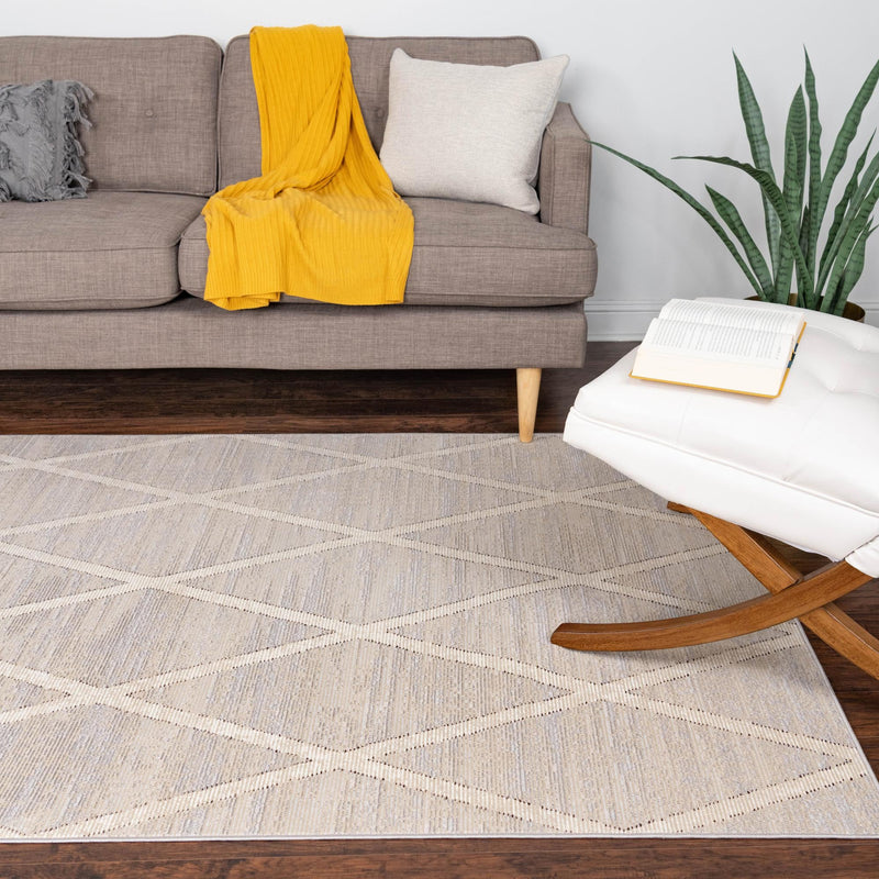 Celestial Luminescence Collection Area Rug - Aurora Rectangle Beige  lifestyle 36