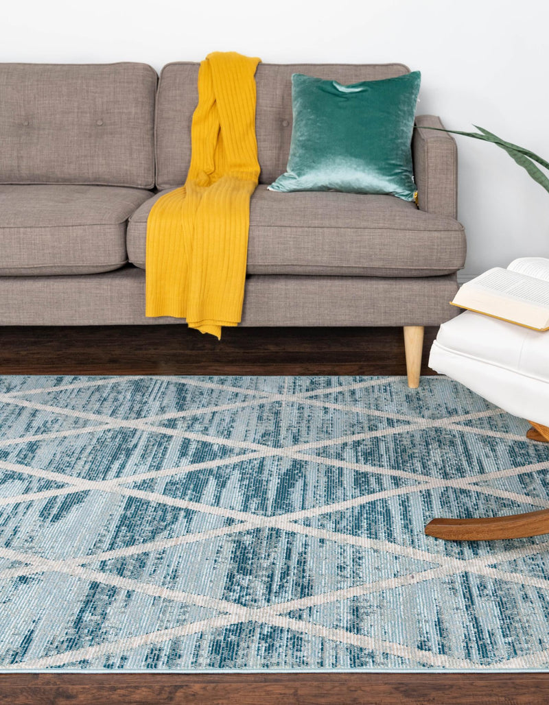 Celestial Luminescence Collection Area Rug - Aurora Rectangle Light Blue  lifestyle 6