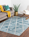 Celestial Luminescence Collection Area Rug - Aurora Rectangle Light Blue  lifestyle 12