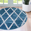 Celestial Luminescence Collection Area Rug - Aurora Round Navy Blue  lifestyle 79