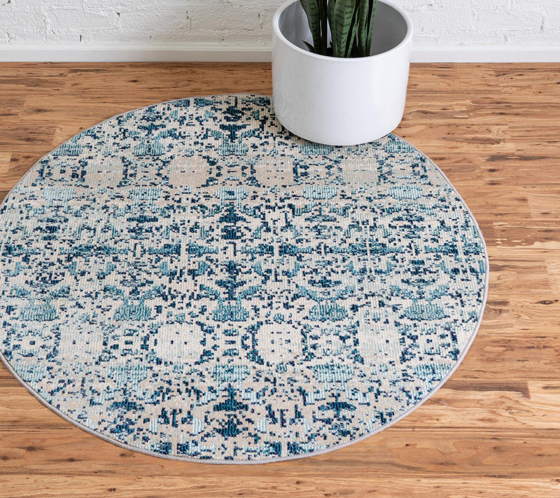 Mystic Oasis Collection Area Rug - Sahara Round Blue  lifestyle 20