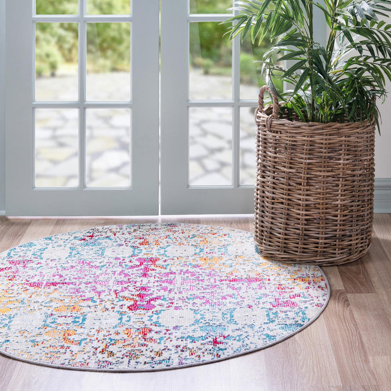 Mystic Oasis Collection Area Rug - Sahara Round Multi  lifestyle 53