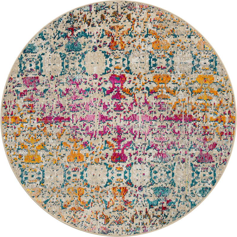 Mystic Oasis Collection Area Rug - Sahara Round Multi  lifestyle 18