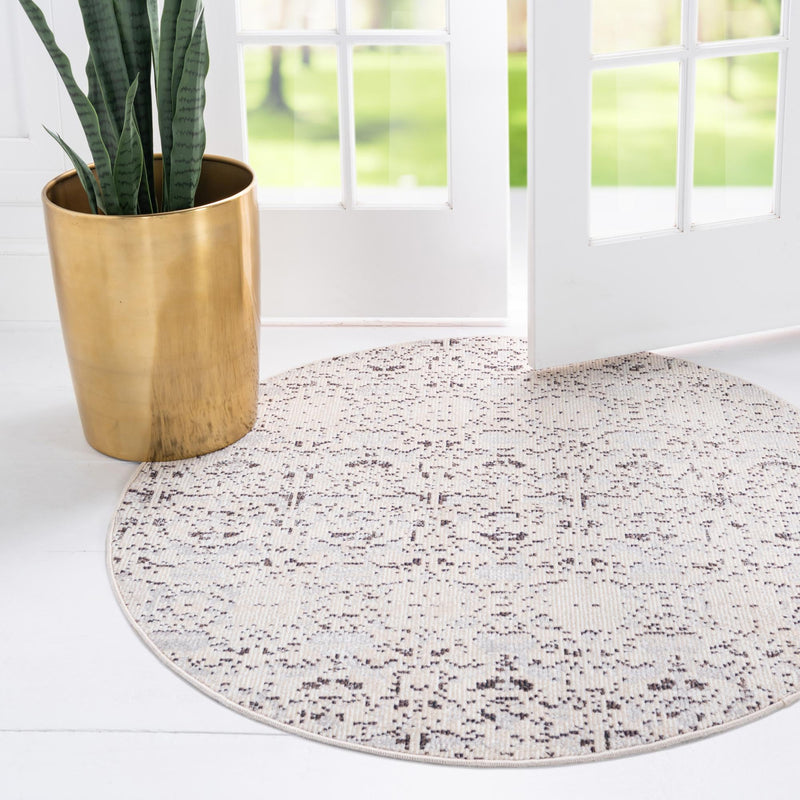 Mystic Oasis Collection Area Rug - Sahara Round Light Gray  lifestyle 55