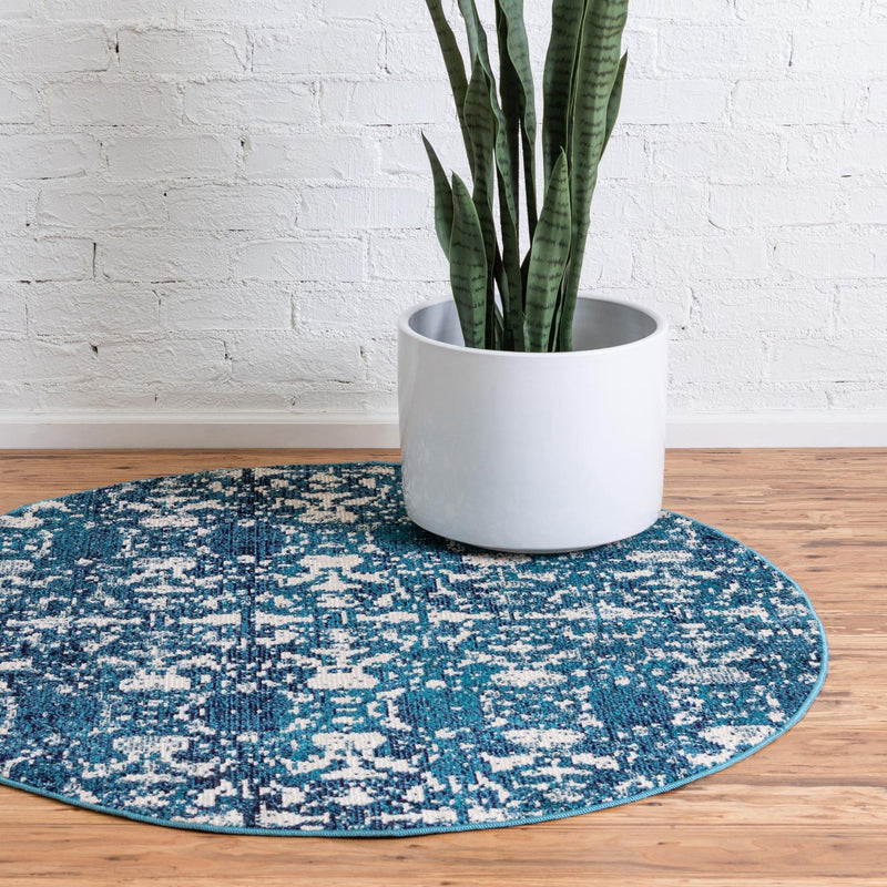 Mystic Oasis Collection Area Rug - Sahara Round Navy Blue  lifestyle 57