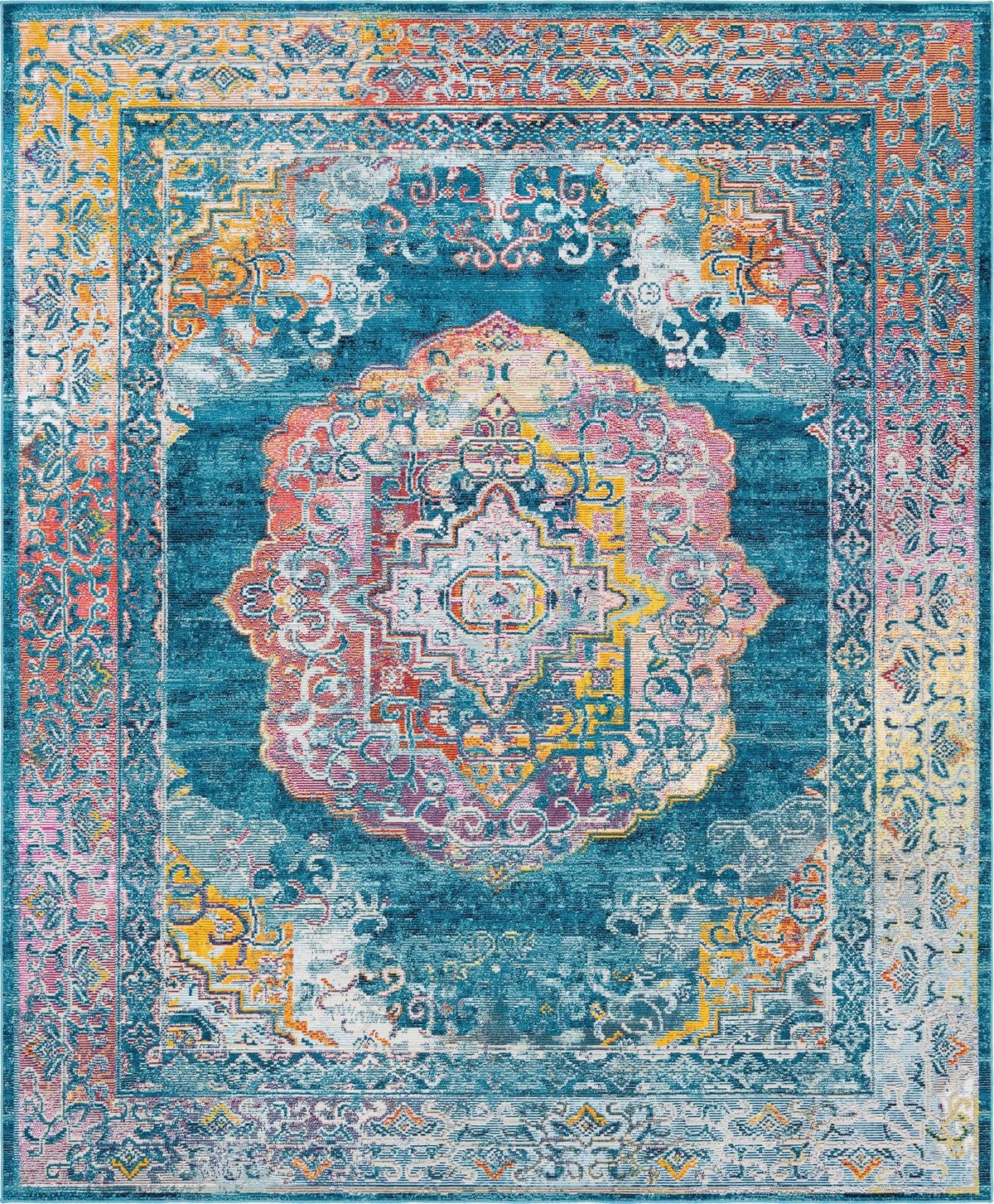 Mystic Oasis Collection Area Rug -  Caravan Rectangle Turquoise  lifestyle 2