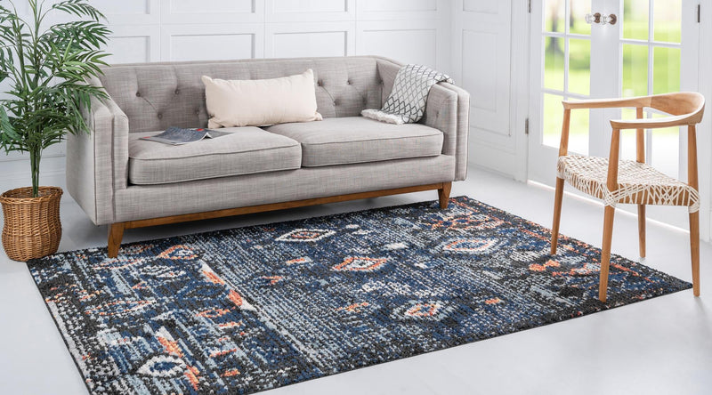 Tangier Treasures Collection Area Rug - Casablanca Rectangle Navy Blue  lifestyle 5