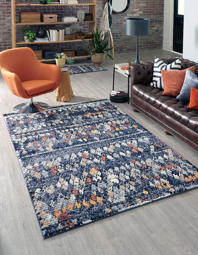 Tangier Treasures Collection Area Rug -  Marrakech Rectangle Navy Blue  lifestyle 6