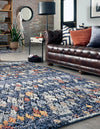 Tangier Treasures Collection Area Rug -  Marrakech Rectangle Navy Blue  lifestyle 9