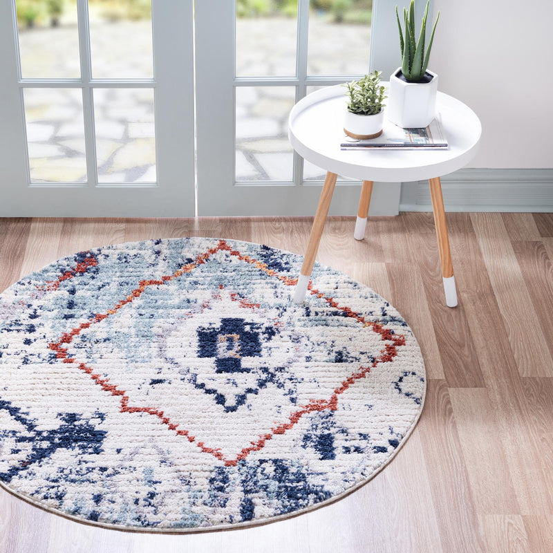 Tangier Treasures Collection Area Rug -  Chefchaouen Round Light Blue  lifestyle 44