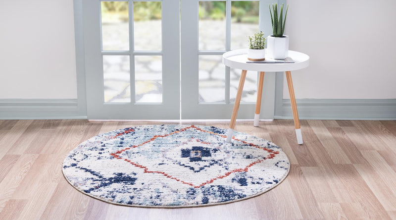 Tangier Treasures Collection Area Rug -  Chefchaouen Round Light Blue  lifestyle 56