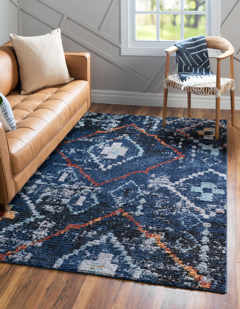 Tangier Treasures Collection Area Rug -  Chefchaouen Rectangle Navy Blue  lifestyle 5