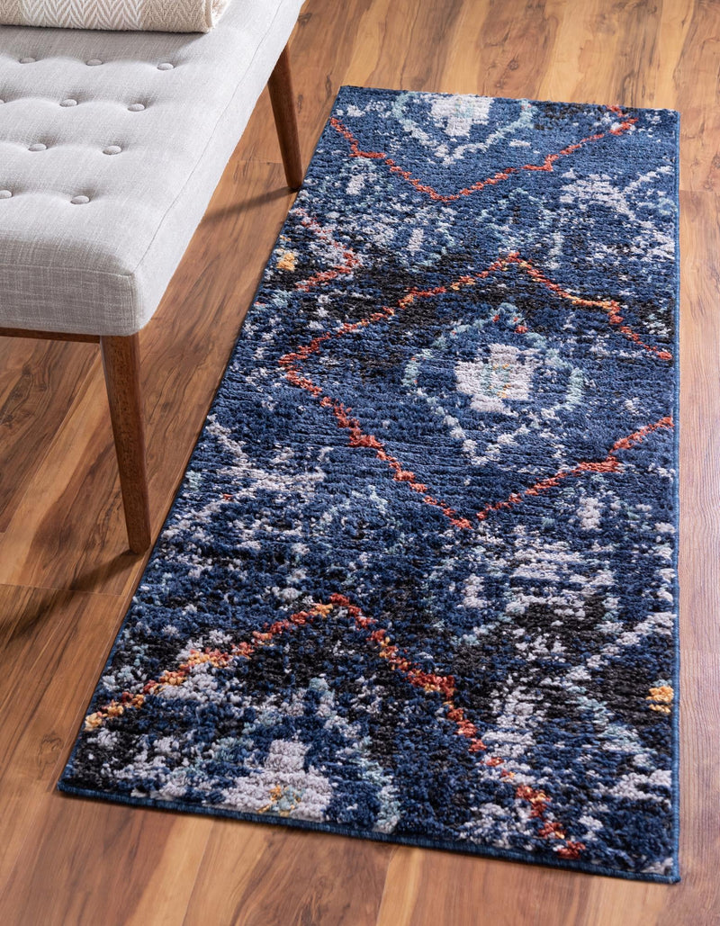 Tangier Treasures Collection Area Rug -  Chefchaouen Runner Navy Blue  lifestyle 47