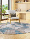 Dresden Elegance Collection Area Rug - Meissen Round Blue  lifestyle 21