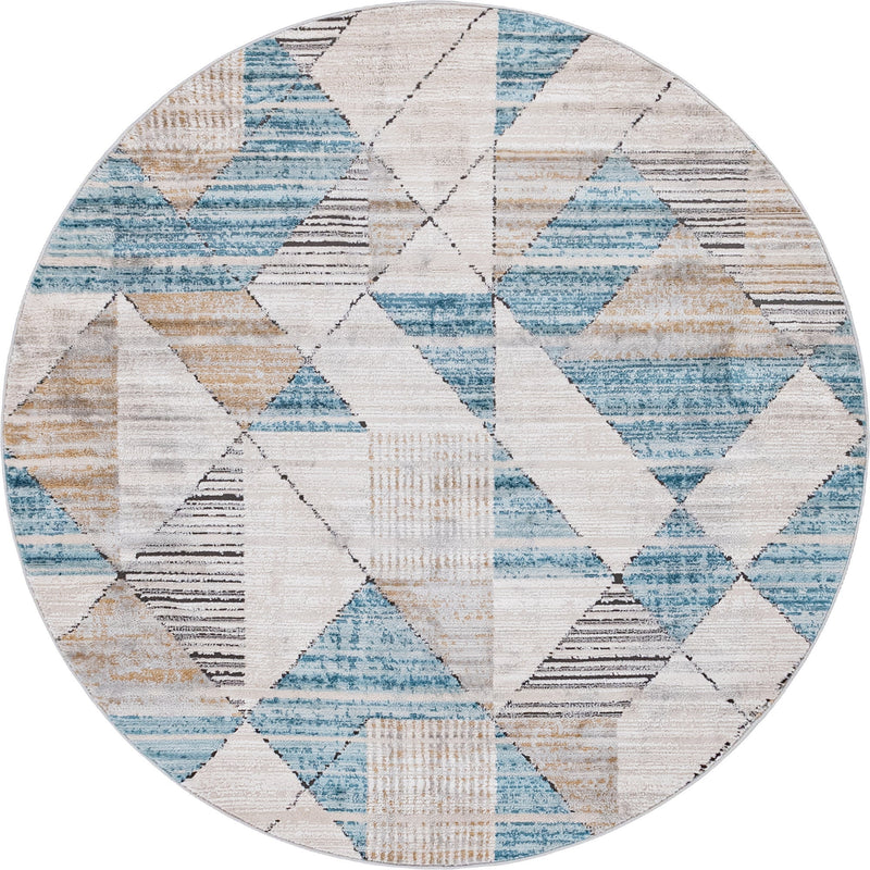 Dresden Elegance Collection Area Rug - Meissen Round Blue  lifestyle 9