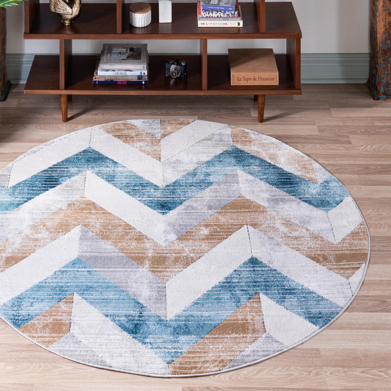 Dresden Elegance Collection Area Rug -  Bautzen Round Blue  lifestyle 15