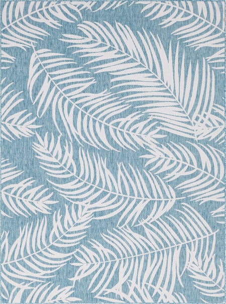 Seaside Blooms Collection Area Rug - Verdure (Light Aqua)