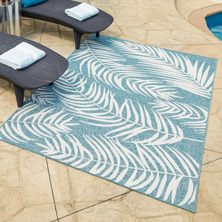 Seaside Blooms Collection Area Rug - Verdure (Light Aqua)