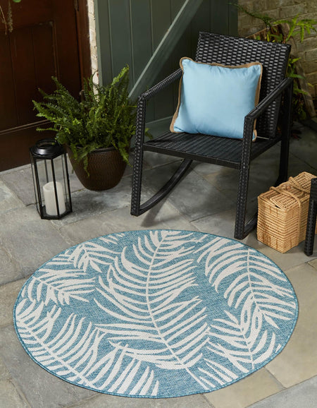 Seaside Blooms Collection Area Rug - Verdure (Light Aqua)