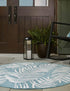 Seaside Blooms Collection Area Rug - Verdure (Light Aqua)