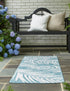 Seaside Blooms Collection Area Rug - Verdure (Light Aqua)