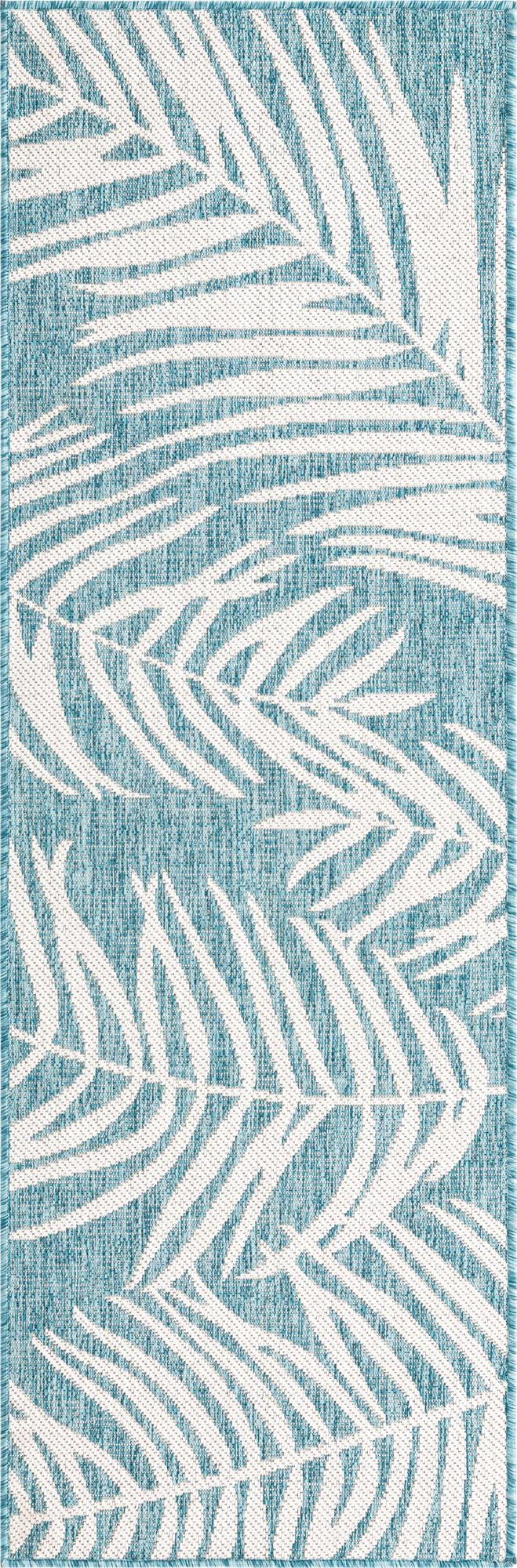 Seaside Blooms Collection Area Rug - Verdure (Light Aqua)