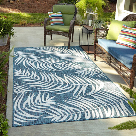 Seaside Blooms Collection Area Rug - Verdure (Teal)