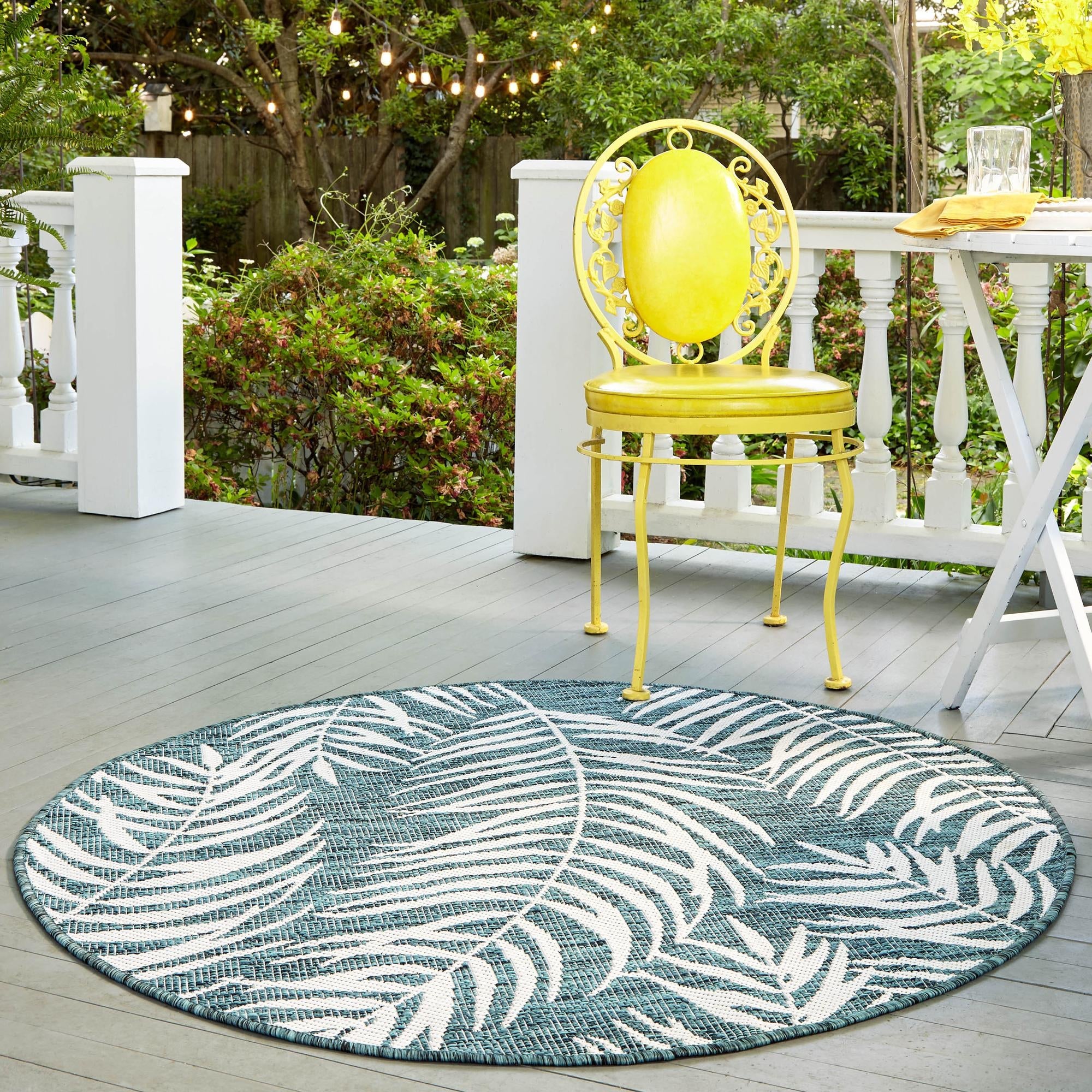 Seaside Blooms Collection Area Rug - Verdure (Teal)