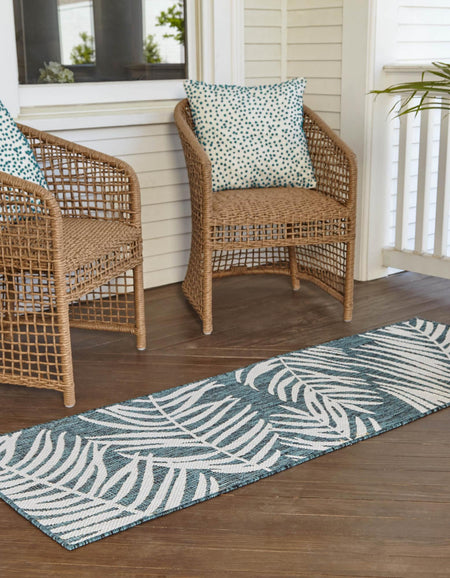 Seaside Blooms Collection Area Rug - Verdure (Teal)