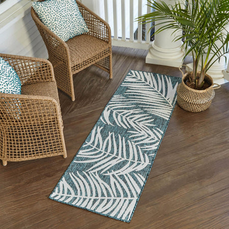 Seaside Blooms Collection Area Rug - Verdure (Teal)