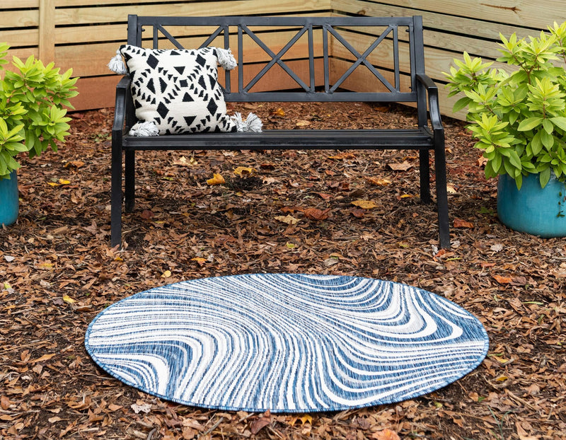 Urban Terrace Collection Area Rug - Soho Round Blue  lifestyle 3