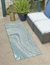 Urban Terrace Collection Area Rug - Soho Runner Light Aqua  lifestyle 0