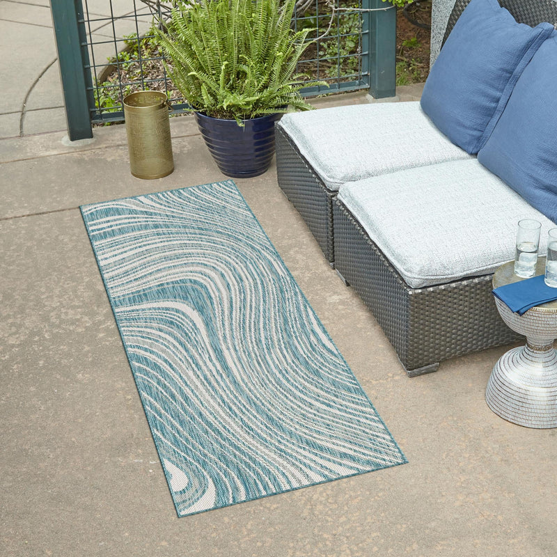 Urban Terrace Collection Area Rug - Soho Runner Light Aqua  lifestyle 13