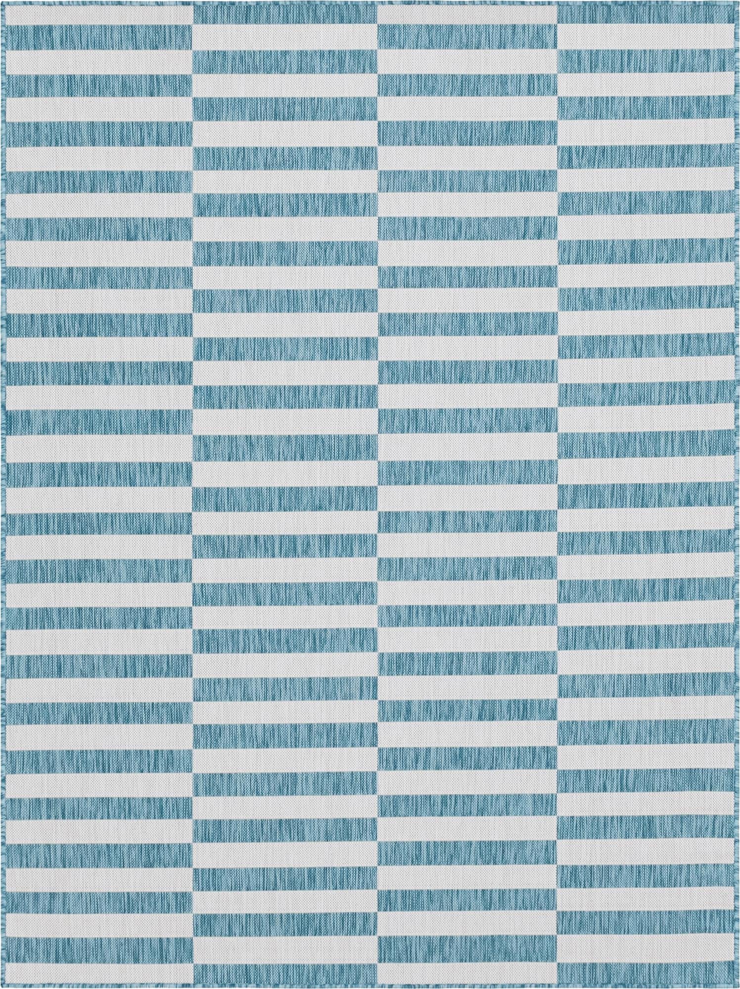 Seaside Stripes Collection Area Rug - Cabana (Light Aqua)