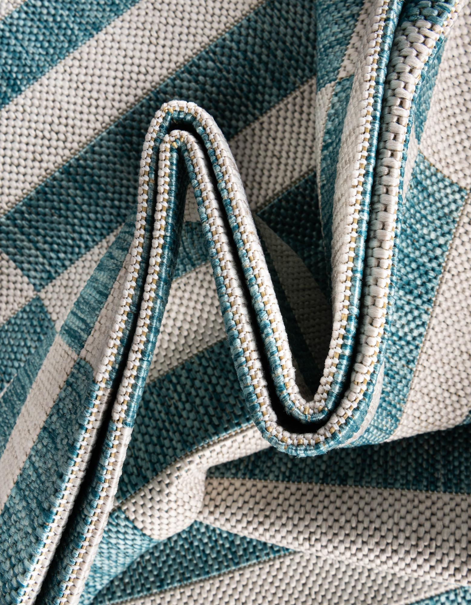 Seaside Stripes Collection Area Rug - Cabana (Light Aqua)