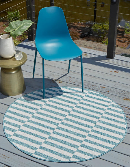 Seaside Stripes Collection Area Rug - Cabana (Light Aqua)