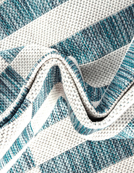 Seaside Stripes Collection Area Rug - Cabana (Light Aqua)