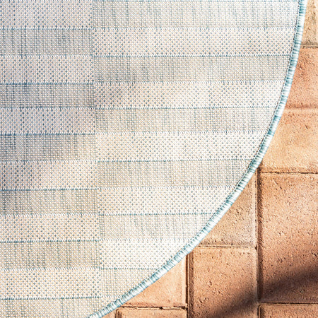 Seaside Stripes Collection Area Rug - Cabana (Light Aqua)