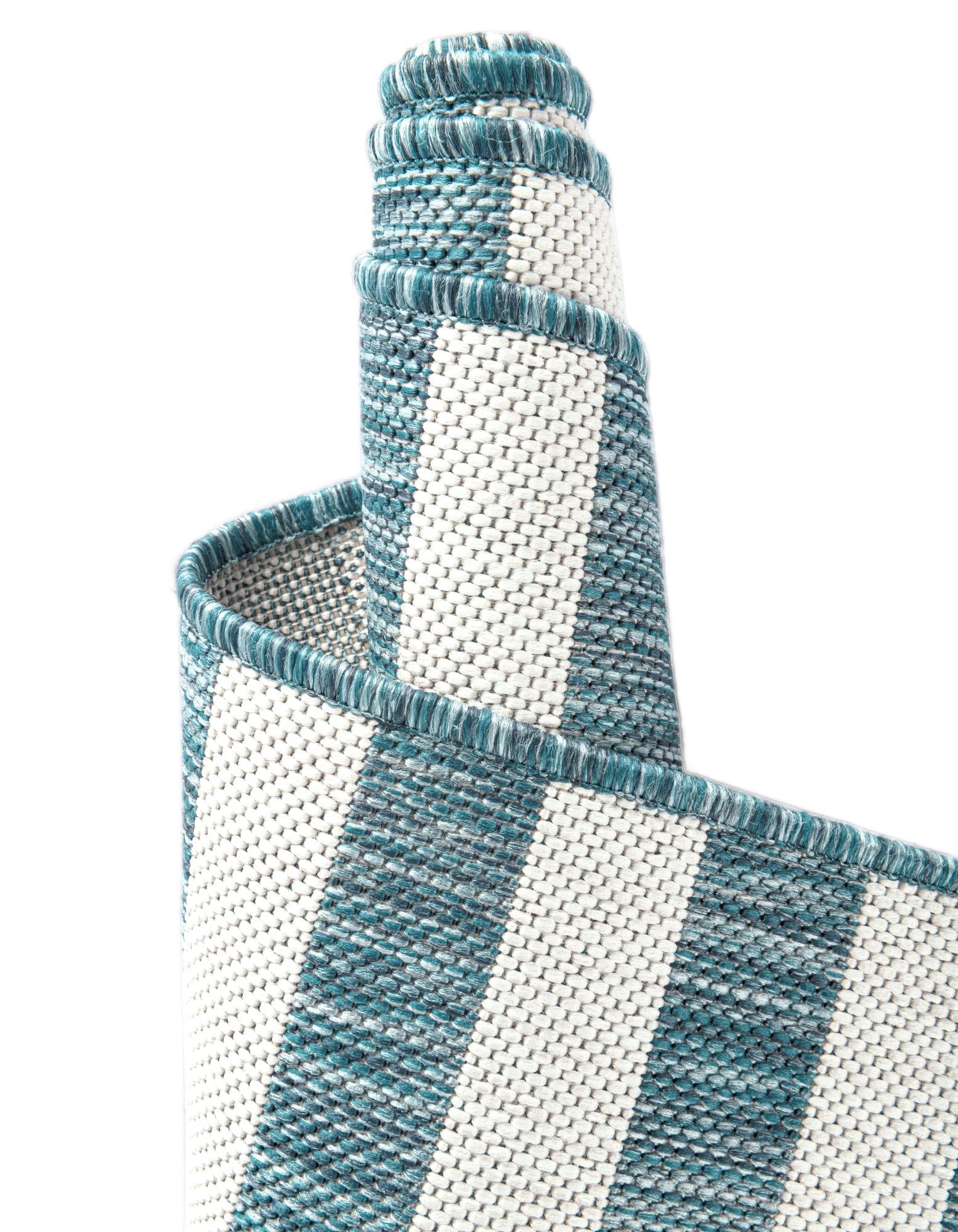 Seaside Stripes Collection Area Rug - Cabana (Light Aqua)