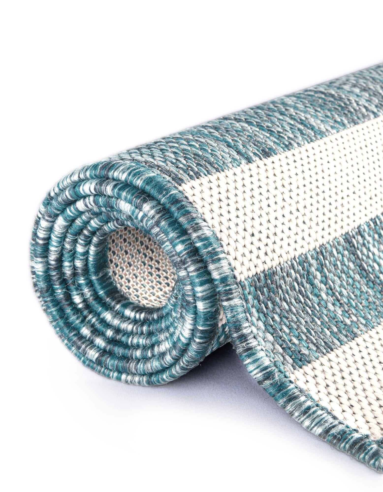 Seaside Stripes Collection Area Rug - Cabana (Light Aqua)