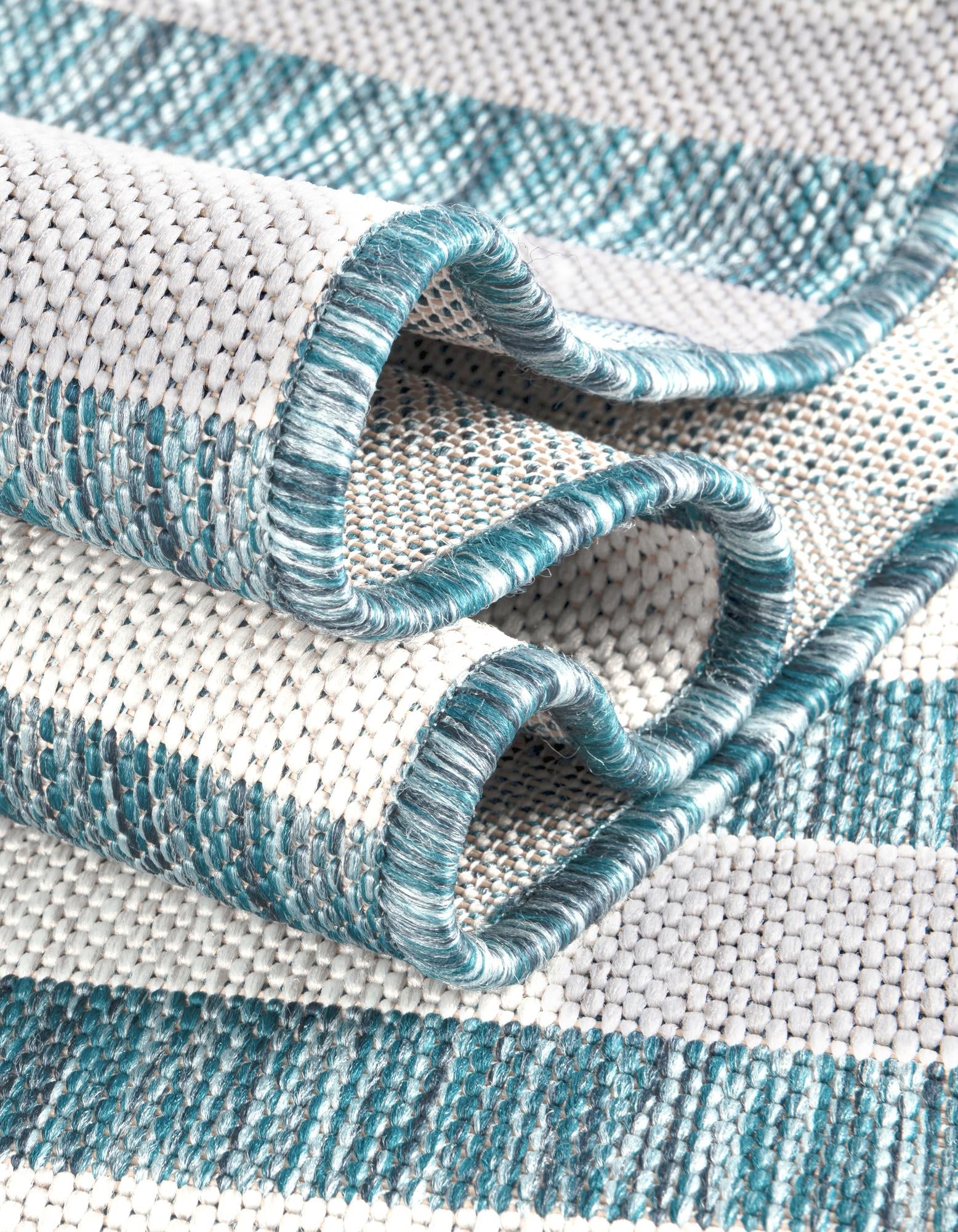 Seaside Stripes Collection Area Rug - Cabana (Light Aqua)