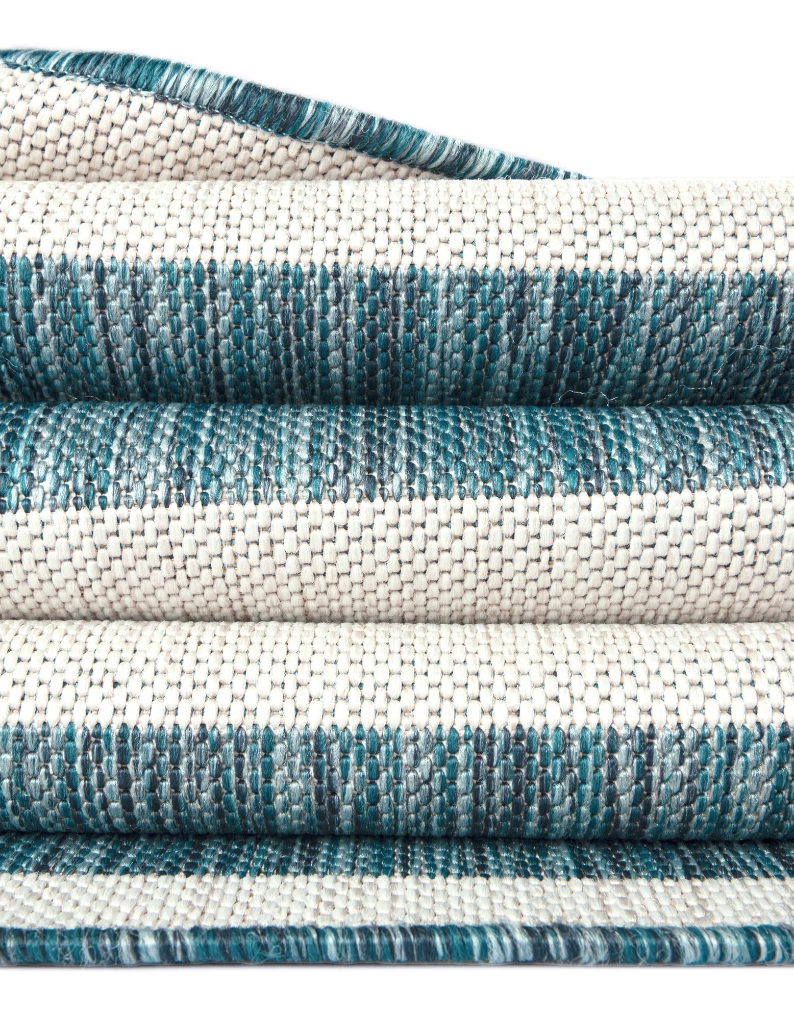 Seaside Stripes Collection Area Rug - Cabana (Light Aqua)