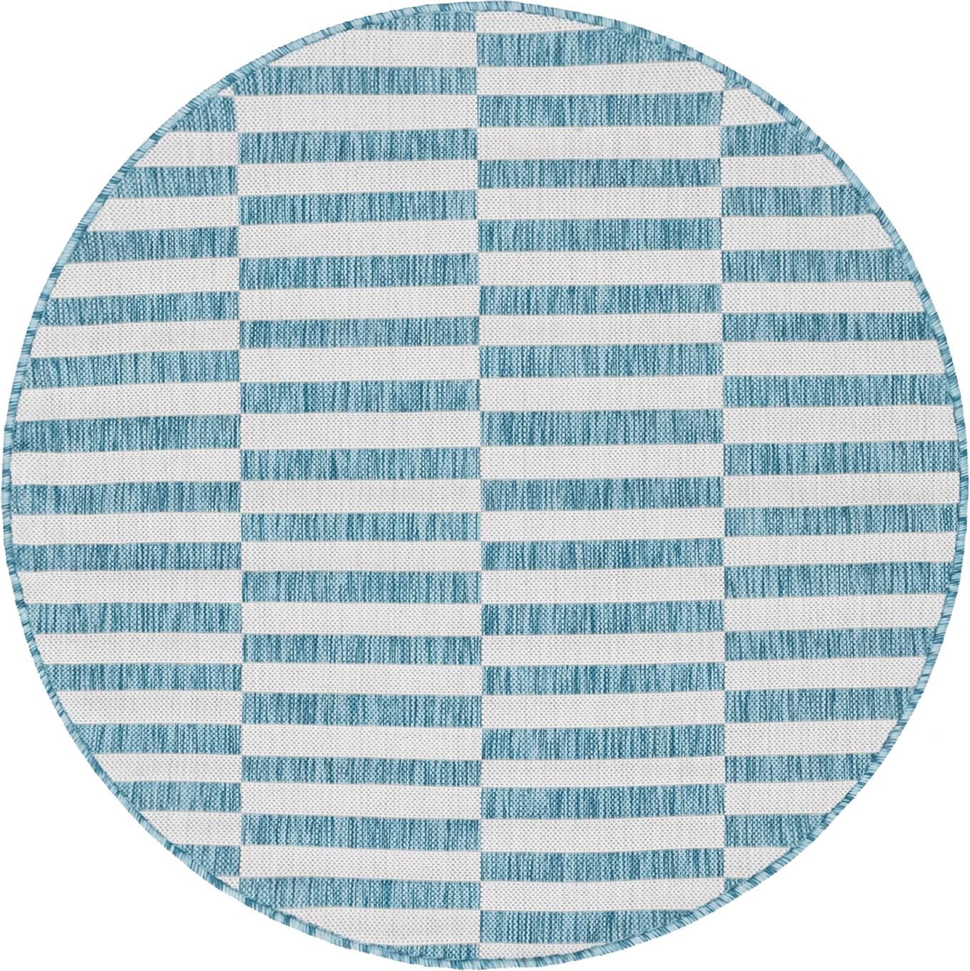 Seaside Stripes Collection Area Rug - Cabana (Light Aqua)