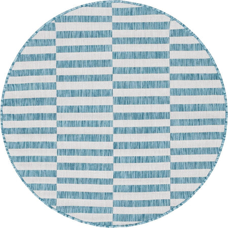 Seaside Stripes Collection Area Rug - Cabana (Light Aqua)