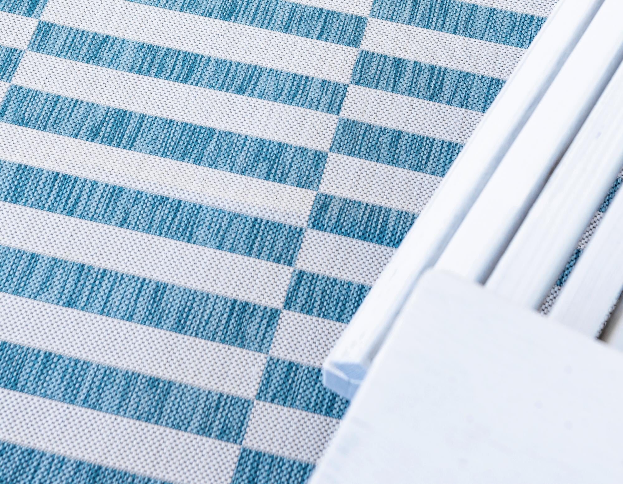 Seaside Stripes Collection Area Rug - Cabana (Light Aqua)