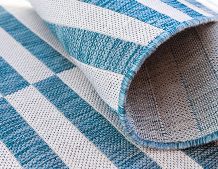 Seaside Stripes Collection Area Rug - Cabana (Light Aqua)