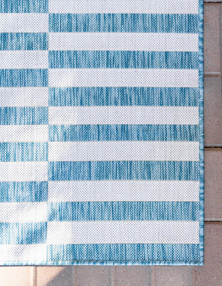 Seaside Stripes Collection Area Rug - Cabana (Light Aqua)