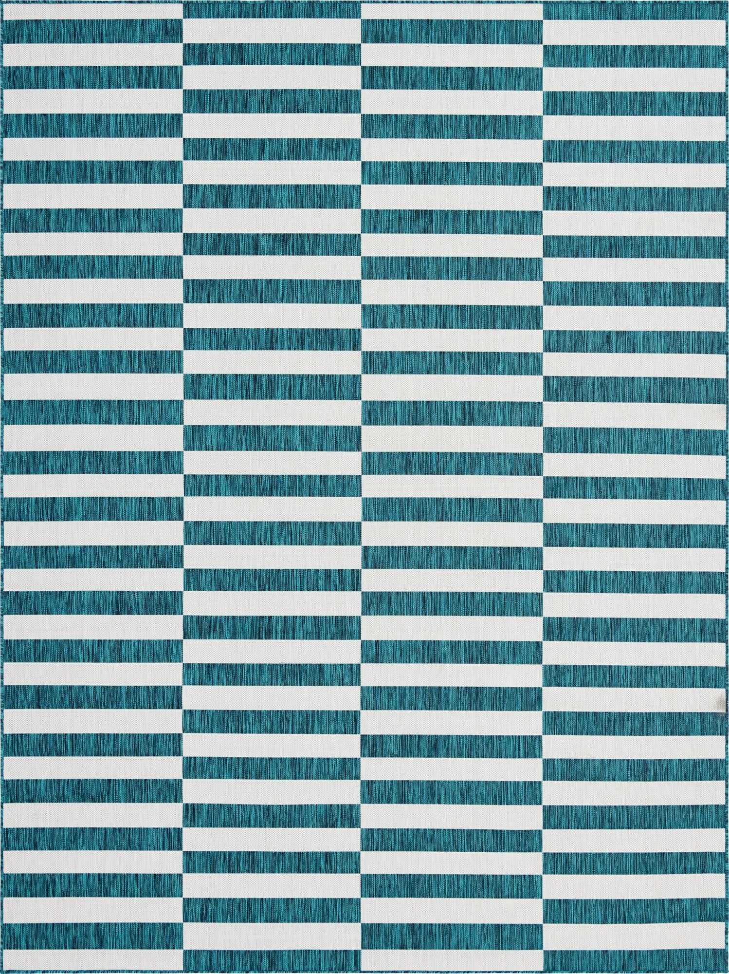 Seaside Stripes Collection Area Rug - Cabana (Teal)