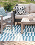 Seaside Stripes Collection Area Rug - Cabana (Teal)