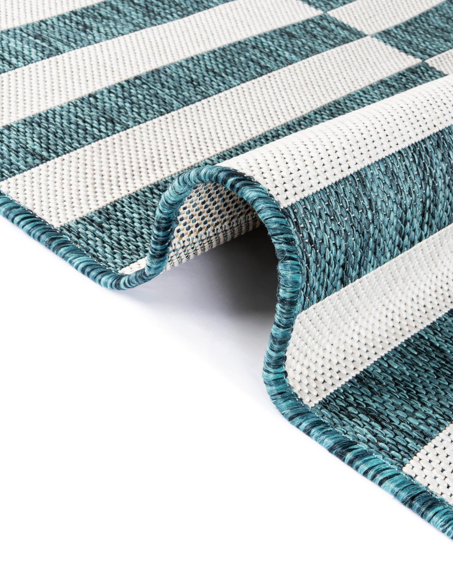 Seaside Stripes Collection Area Rug - Cabana (Teal)